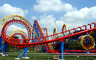 amusement park thrill 4-loop roller coaster